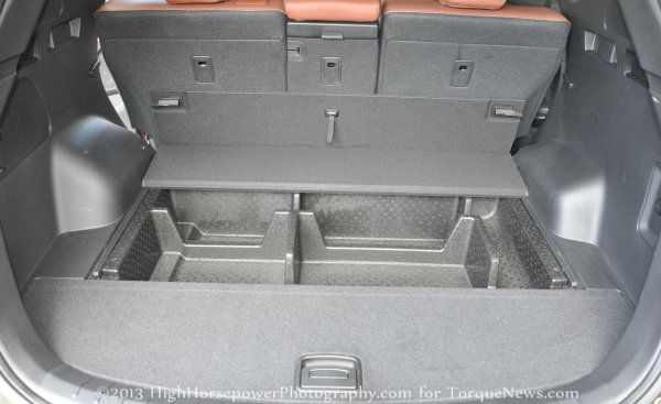 The rear cargo area of the 2013 Hyundai Santa Fe Sport AWD 2 0T 
